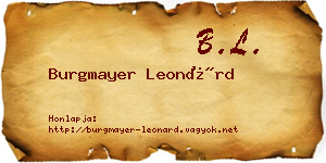 Burgmayer Leonárd névjegykártya